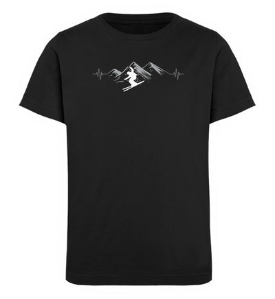 Herzschlag Skifahren - Kinder Premium Organic T-Shirt Schwarz