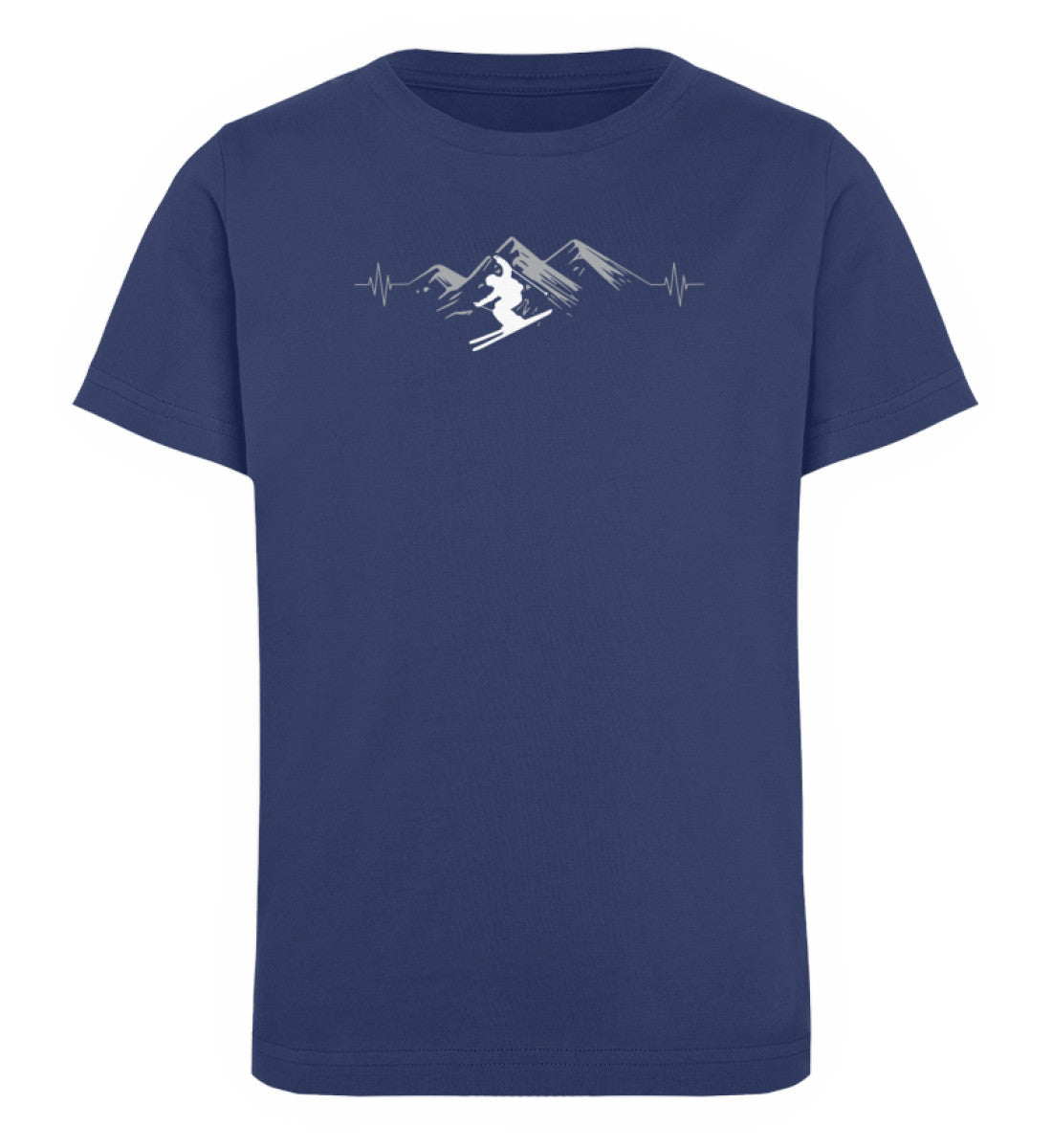 Herzschlag Skifahren - Kinder Premium Organic T-Shirt Navyblau