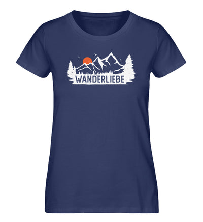 Wanderliebe, Berge und Sonne - Damen Organic T-Shirt wandern Navyblau