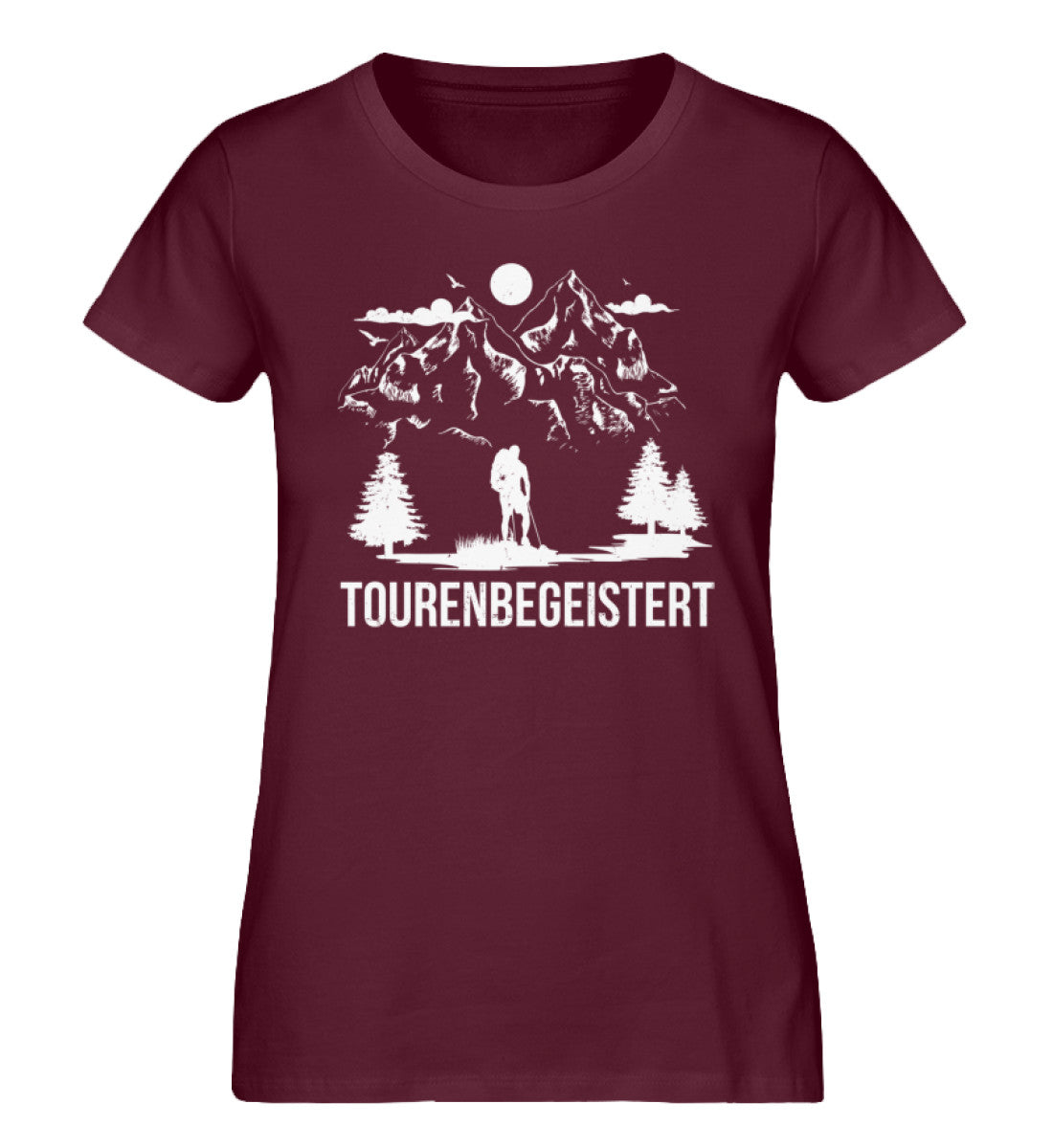 Tourenbegeisterung - Damen Organic T-Shirt wandern Weinrot