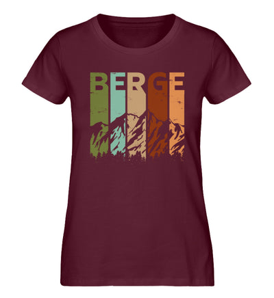 Berge - Vintage - Damen Premium Organic T-Shirt berge Weinrot