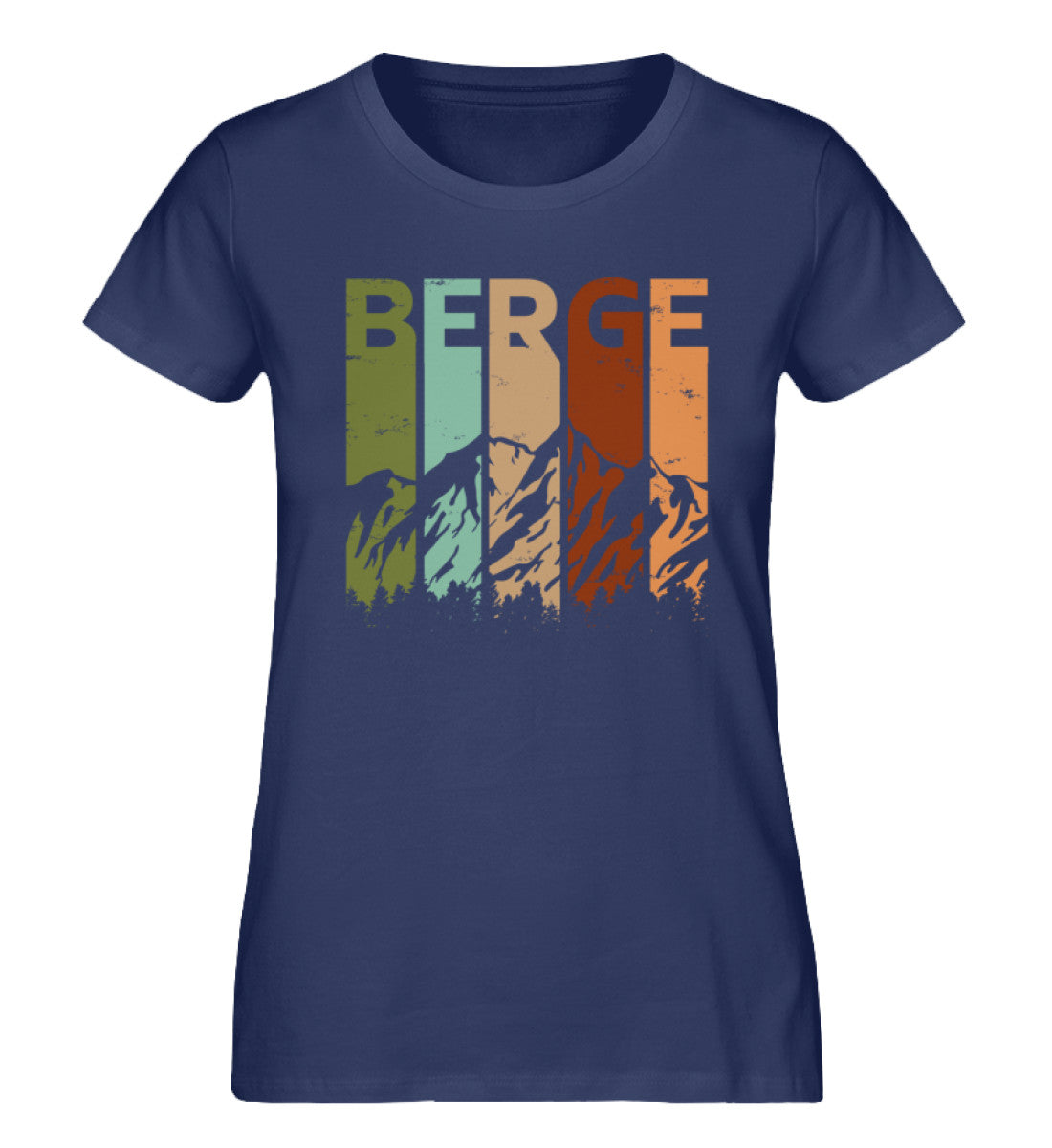 Berge - Vintage - Damen Premium Organic T-Shirt berge Navyblau