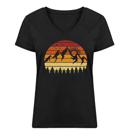 Berge Vintage - Damen Organic V-Neck Shirt berge Schwarz
