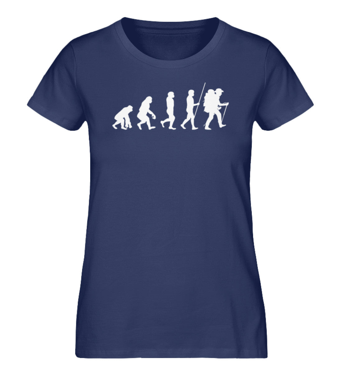 Evolution Wandermensch - Damen Premium Organic T-Shirt wandern Navyblau