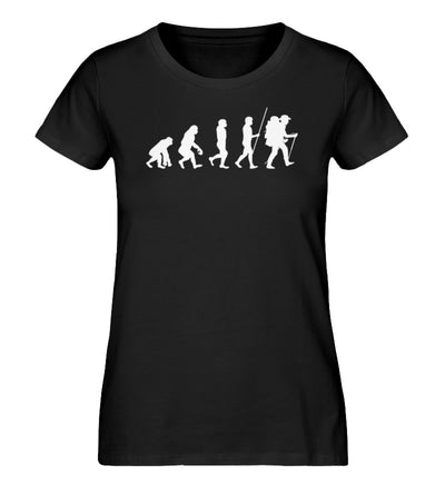 Evolution Wandermensch - Damen Premium Organic T-Shirt wandern Schwarz