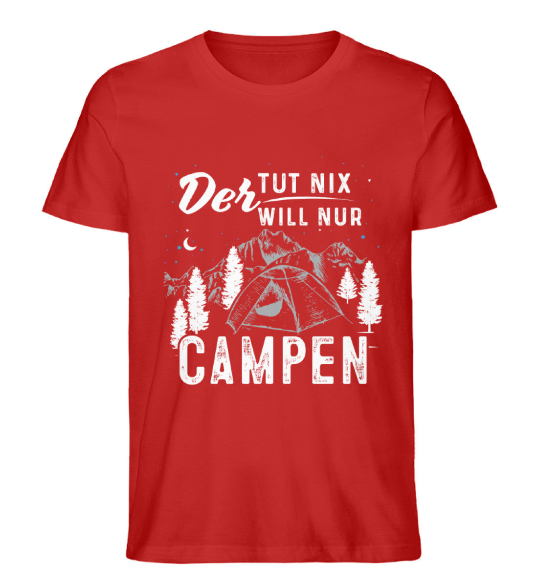 Der will nur campen - Herren Organic T-Shirt camping Rot