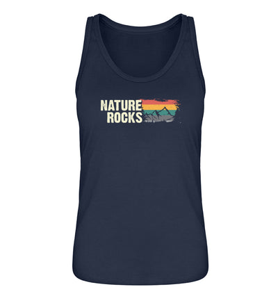 Nature Rocks - Damen Organic Tanktop berge camping wandern Navyblau