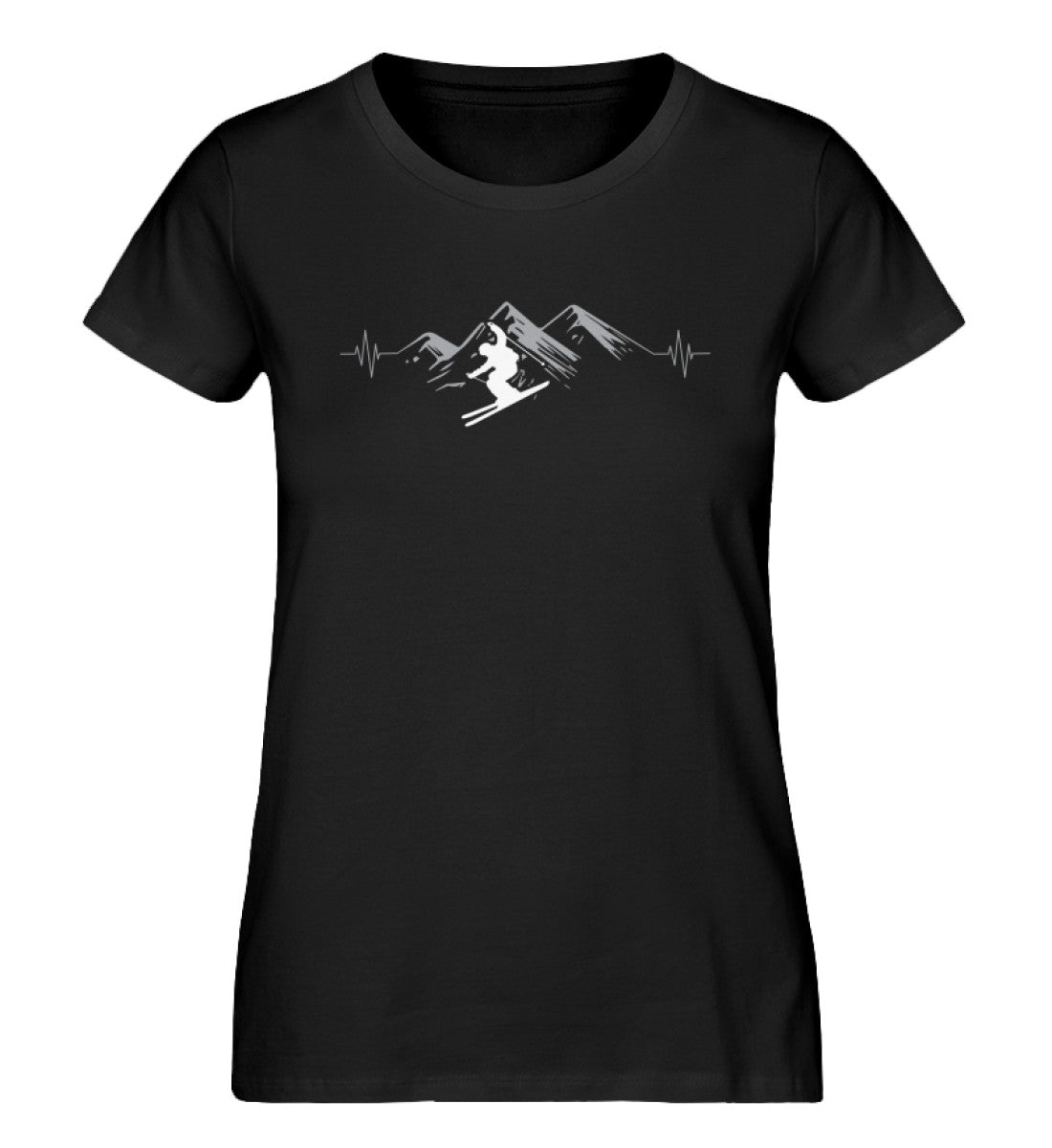 Herzschlag Skifahren - Damen Organic T-Shirt ski Schwarz