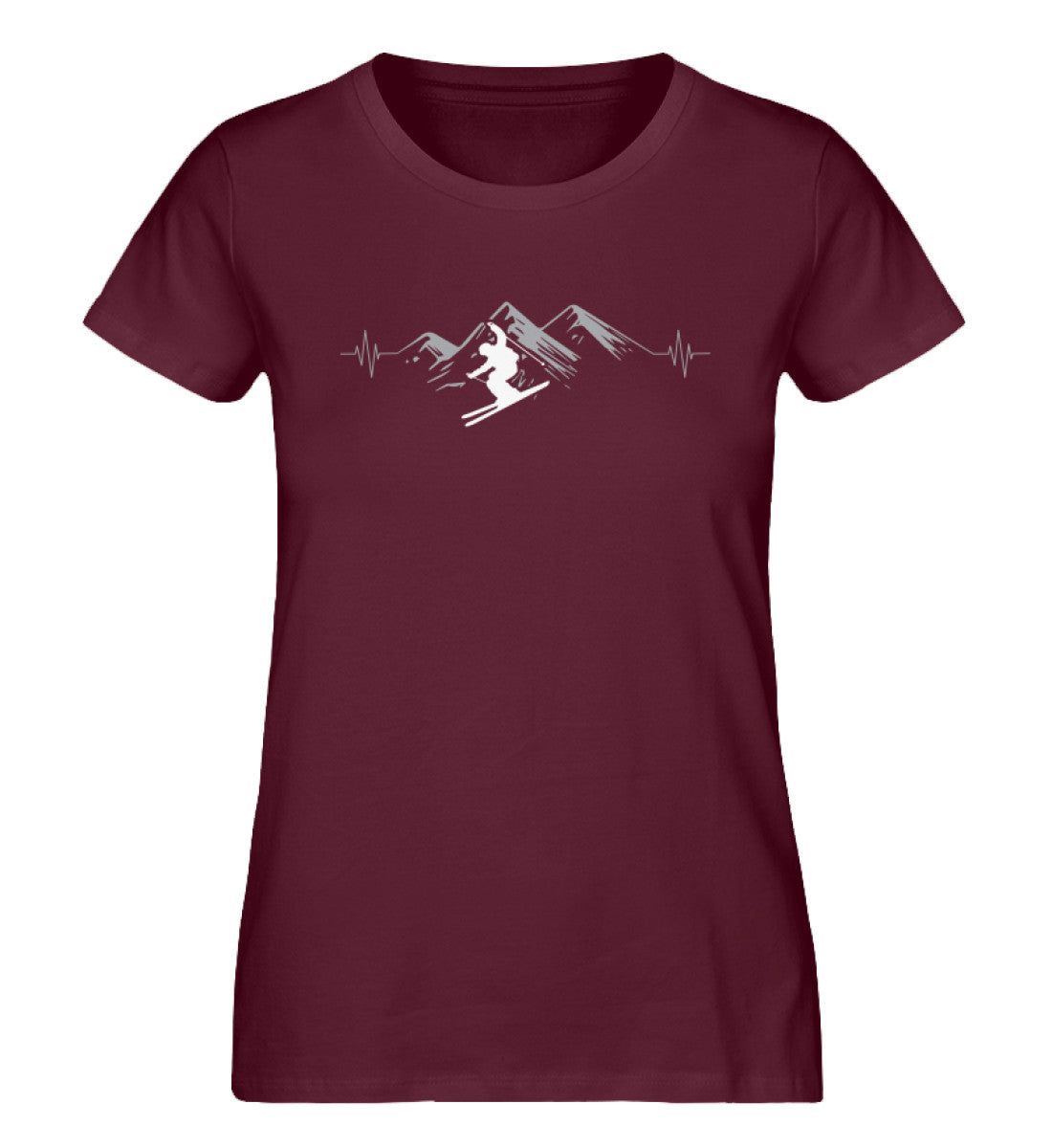 Herzschlag Skifahren - Damen Organic T-Shirt ski Weinrot