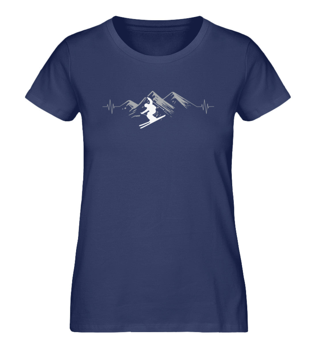 Herzschlag Skifahren - Damen Organic T-Shirt ski Navyblau