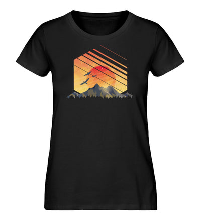 Sonnenaufgang Alpen - Damen Organic T-Shirt berge Schwarz