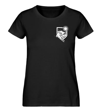 Ski und Brusttasche - Damen Organic T-Shirt ski Schwarz
