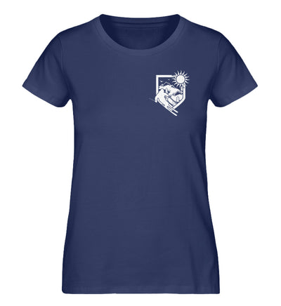 Ski und Brusttasche - Damen Organic T-Shirt ski Navyblau
