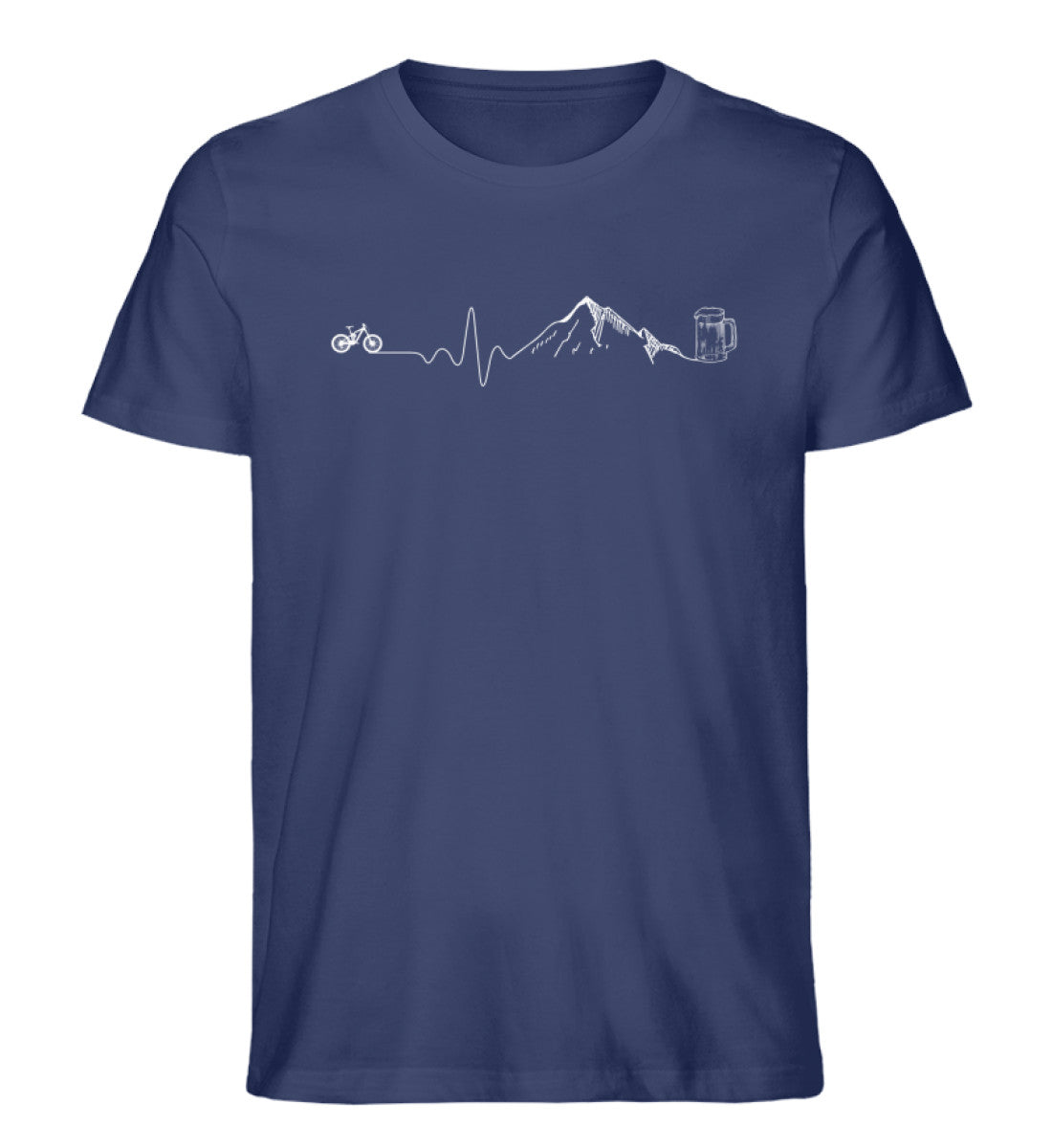 Herzschlag Berge, Bike und Bier - Herren Organic T-Shirt' mountainbike Navyblau