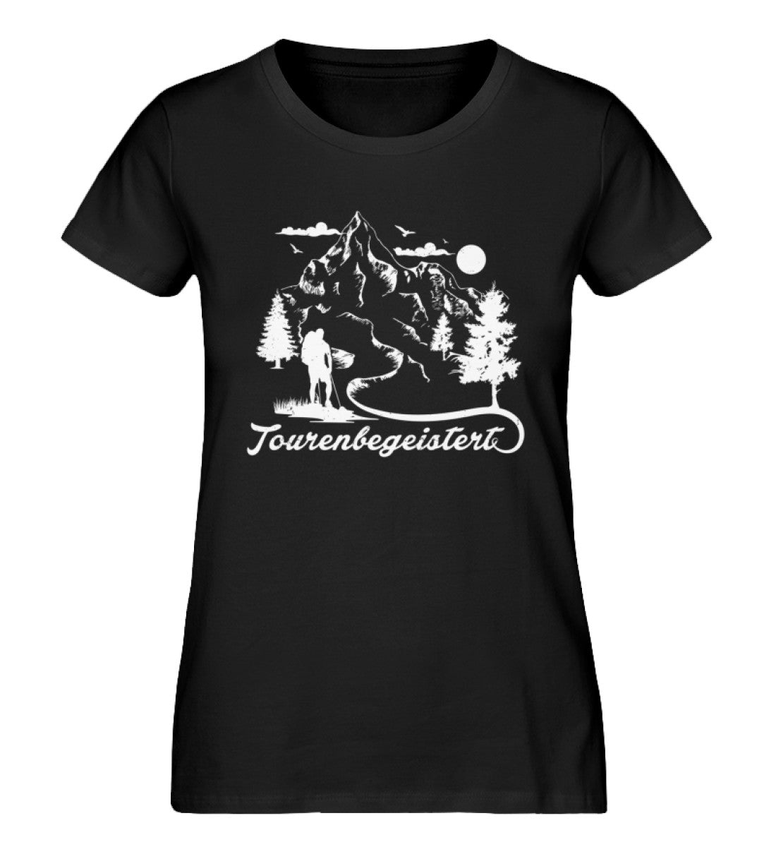 Tourenbegeistert - Damen Organic T-Shirt wandern Schwarz