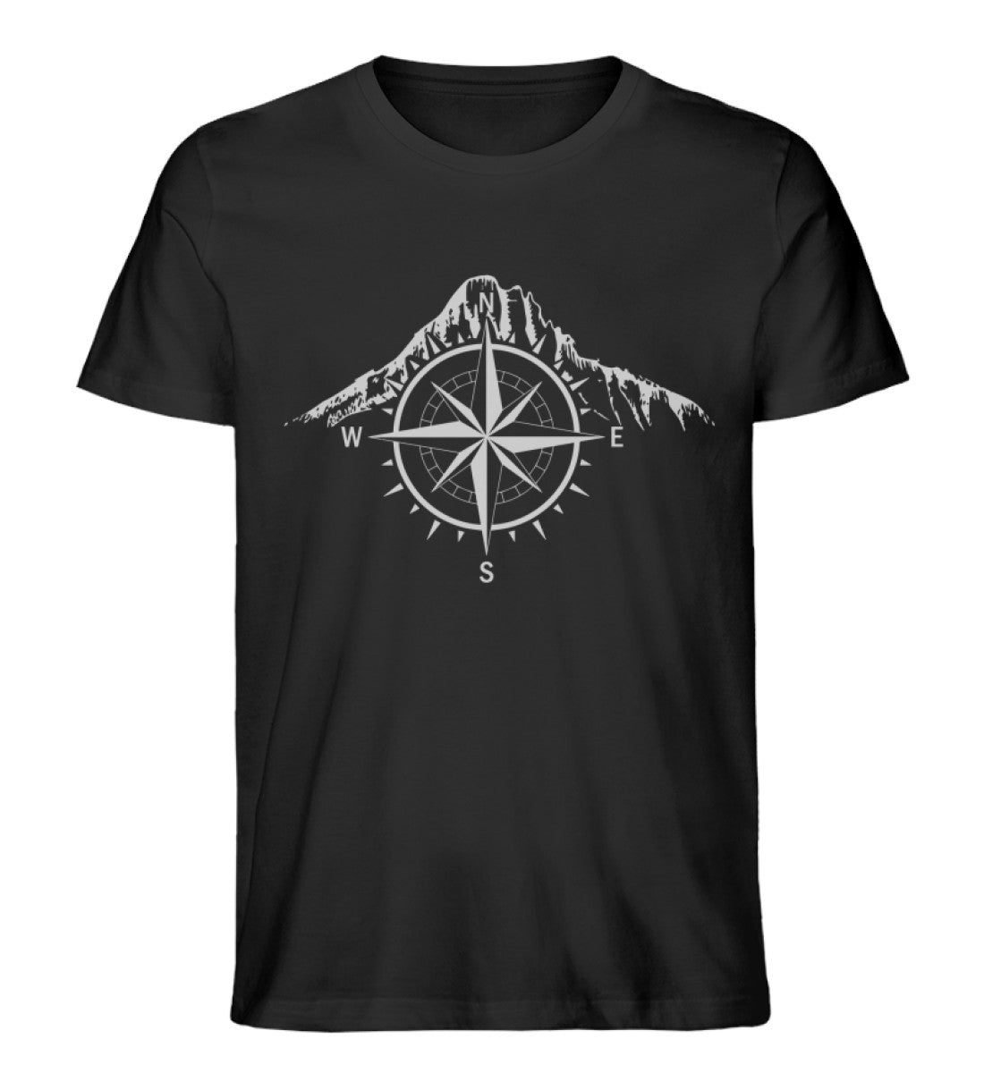 Berge und Kompass - Herren Organic T-Shirt berge wandern Schwarz