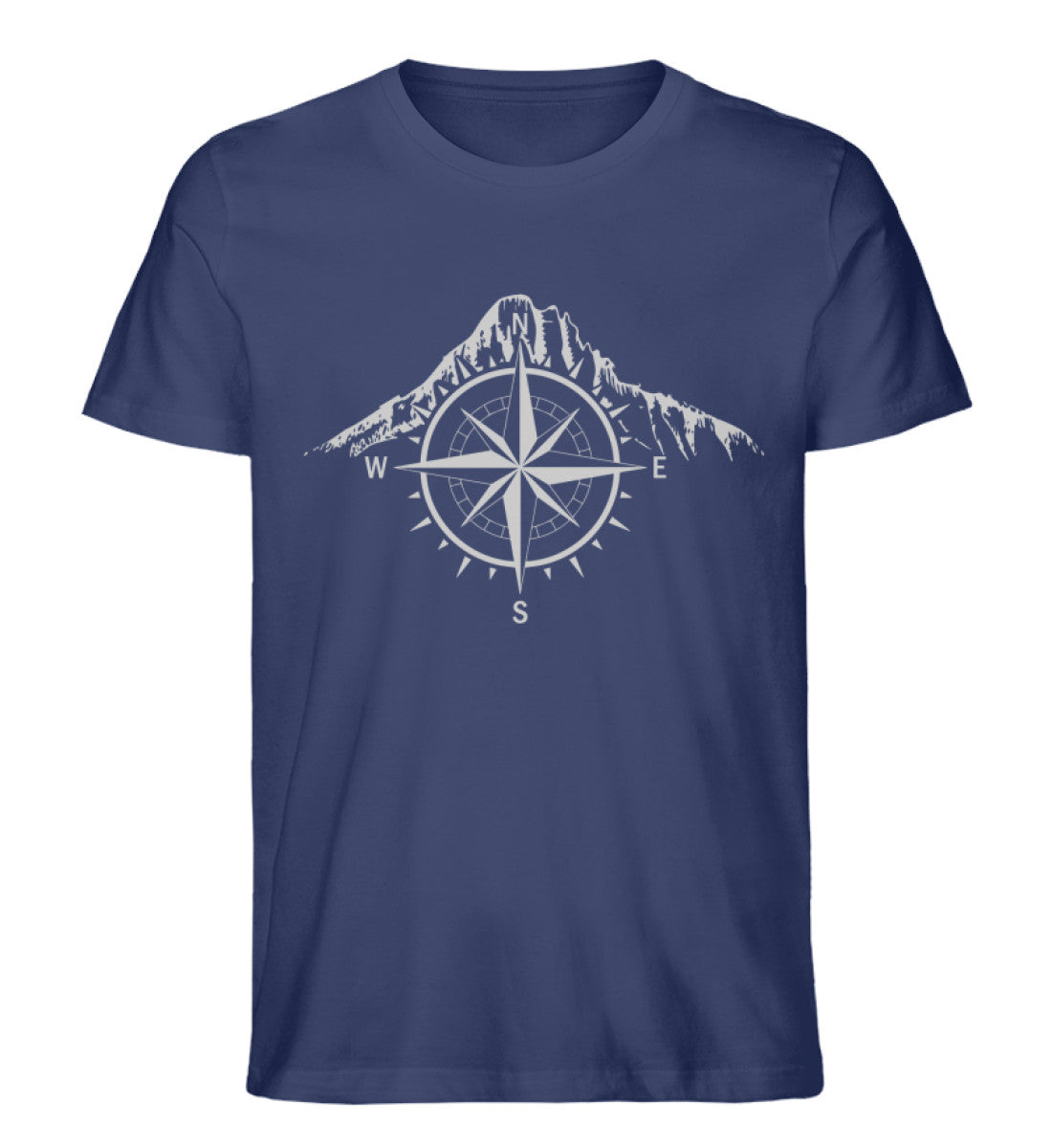 Berge und Kompass - Herren Organic T-Shirt berge wandern Navyblau