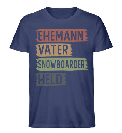 Ehemann, Vater, Snowboarder, Held - Herren Organic T-Shirt snowboarden Navyblau
