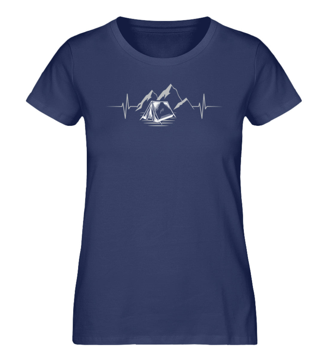 Herzschlag Berge und Zelt - Damen Organic T-Shirt camping Navyblau