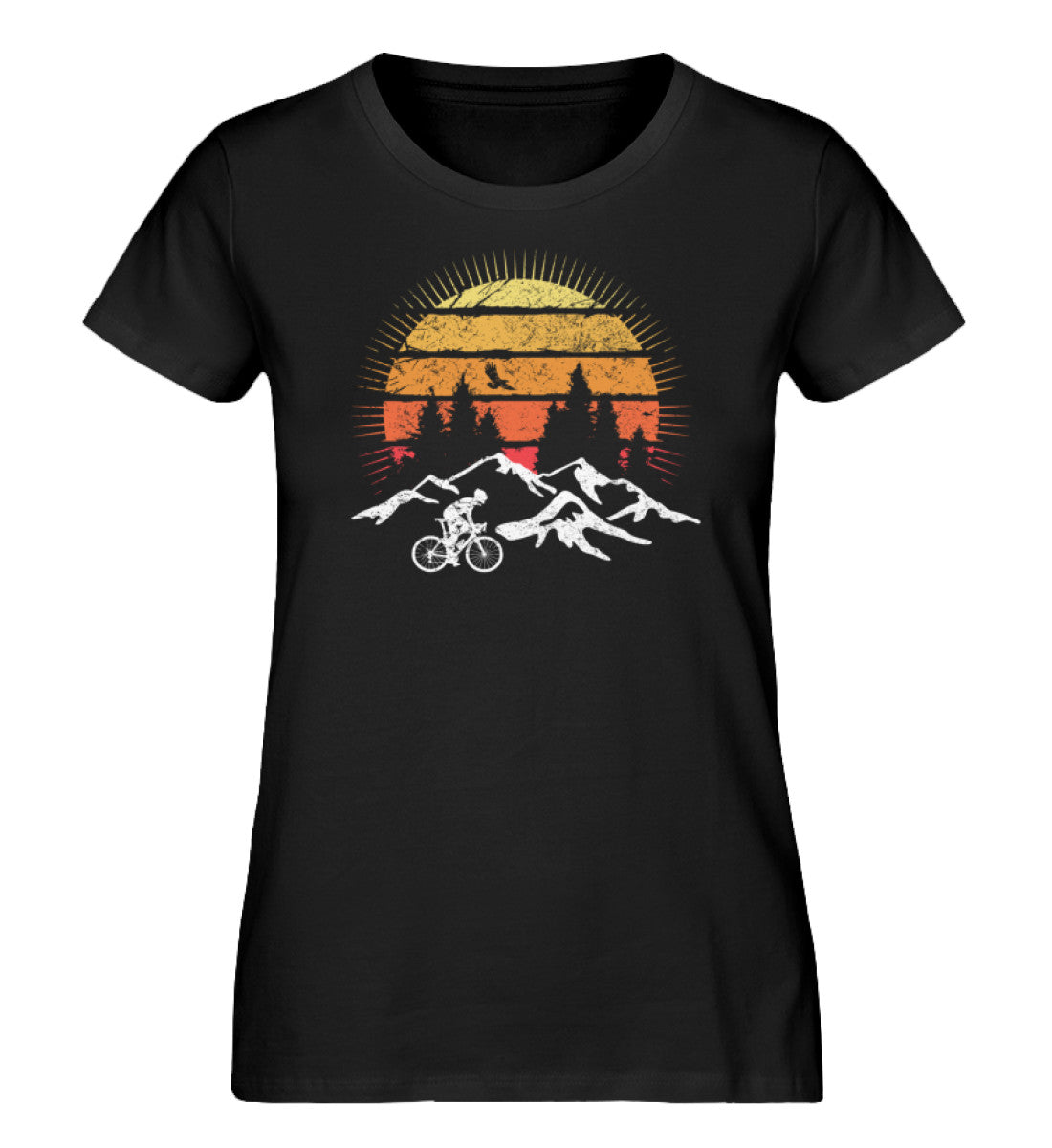 Radfahrer und Sonne Vintage - Damen Premium Organic T-Shirt fahrrad mountainbike Schwarz