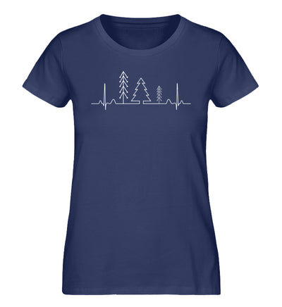 Herzschlag Wald - Damen Organic T-Shirt camping wandern Navyblau