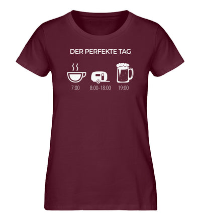 Der perfekte Camping Tag - Damen Organic T-Shirt camping Weinrot