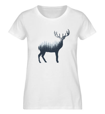 Hirsch Abstrakt - Damen Organic T-Shirt camping wandern Weiß