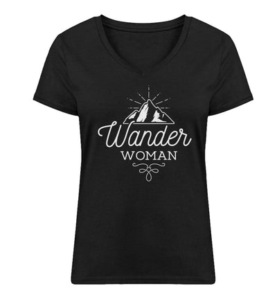 Wander Woman - Damen Organic V-Neck Shirt Schwarz
