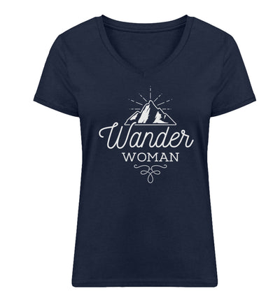 Wander Woman - Damen Organic V-Neck Shirt Navyblau