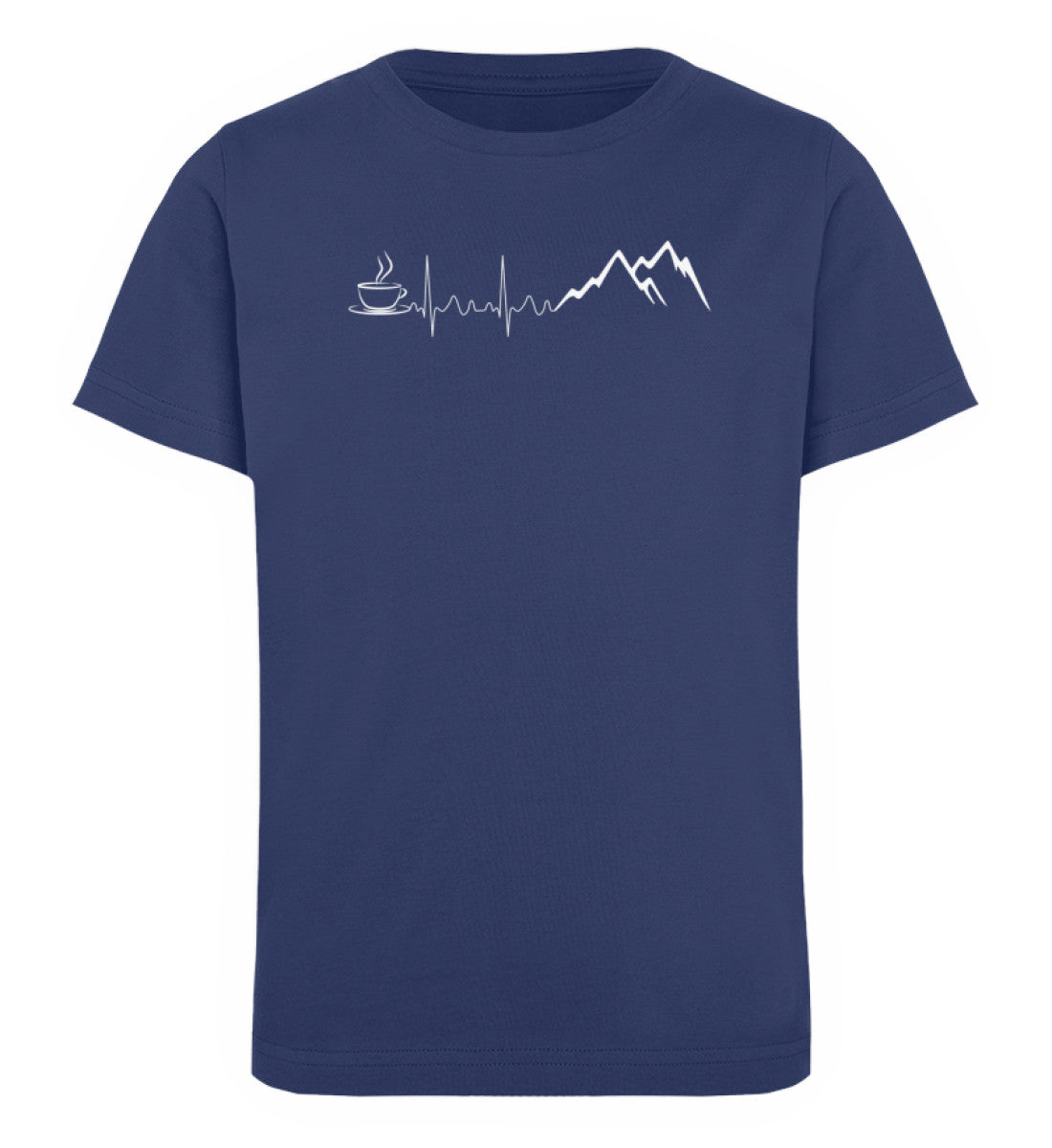 Herzschlag Berge und Kaffee - Kinder Premium Organic T-Shirt berge wandern Navyblau