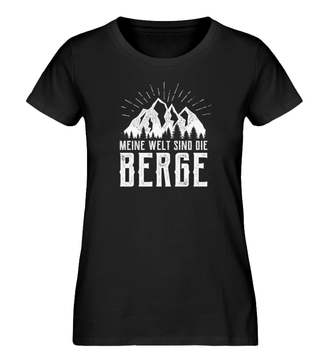 Meine Welt sind die Berge - Damen Organic T-Shirt berge Schwarz