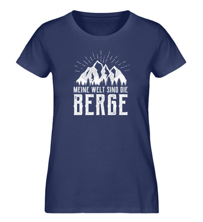 Meine Welt sind die Berge - Damen Organic T-Shirt berge Navyblau