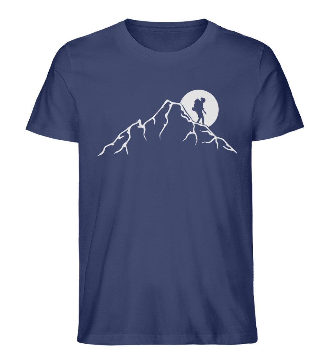 Berggeher und Mond - Herren Organic T-Shirt wandern Navyblau