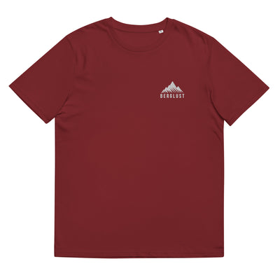 Berglust Logo - Herren Premium Organic T-Shirt (Bestickt) berge Weinrot