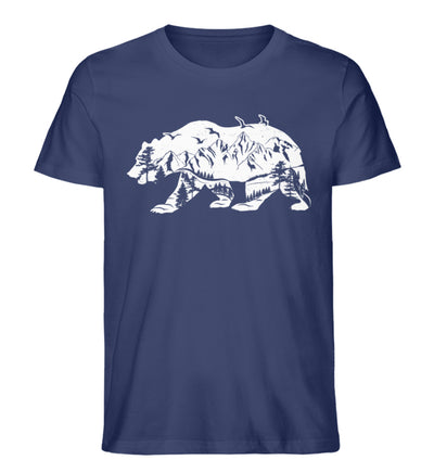 Bär und Berge Abstrakt - Herren Organic T-Shirt berge camping Navyblau