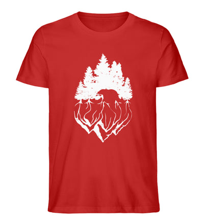 Bäume und Bär Abstrakt - Herren Organic T-Shirt berge camping Rot