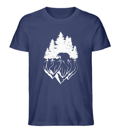 Bäume und Bär Abstrakt - Herren Organic T-Shirt berge camping Navyblau