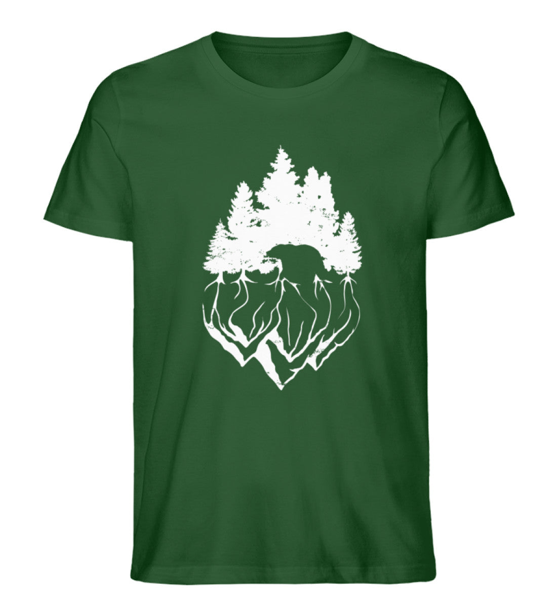 Bäume und Bär Abstrakt - Herren Organic T-Shirt berge camping Dunkelgrün