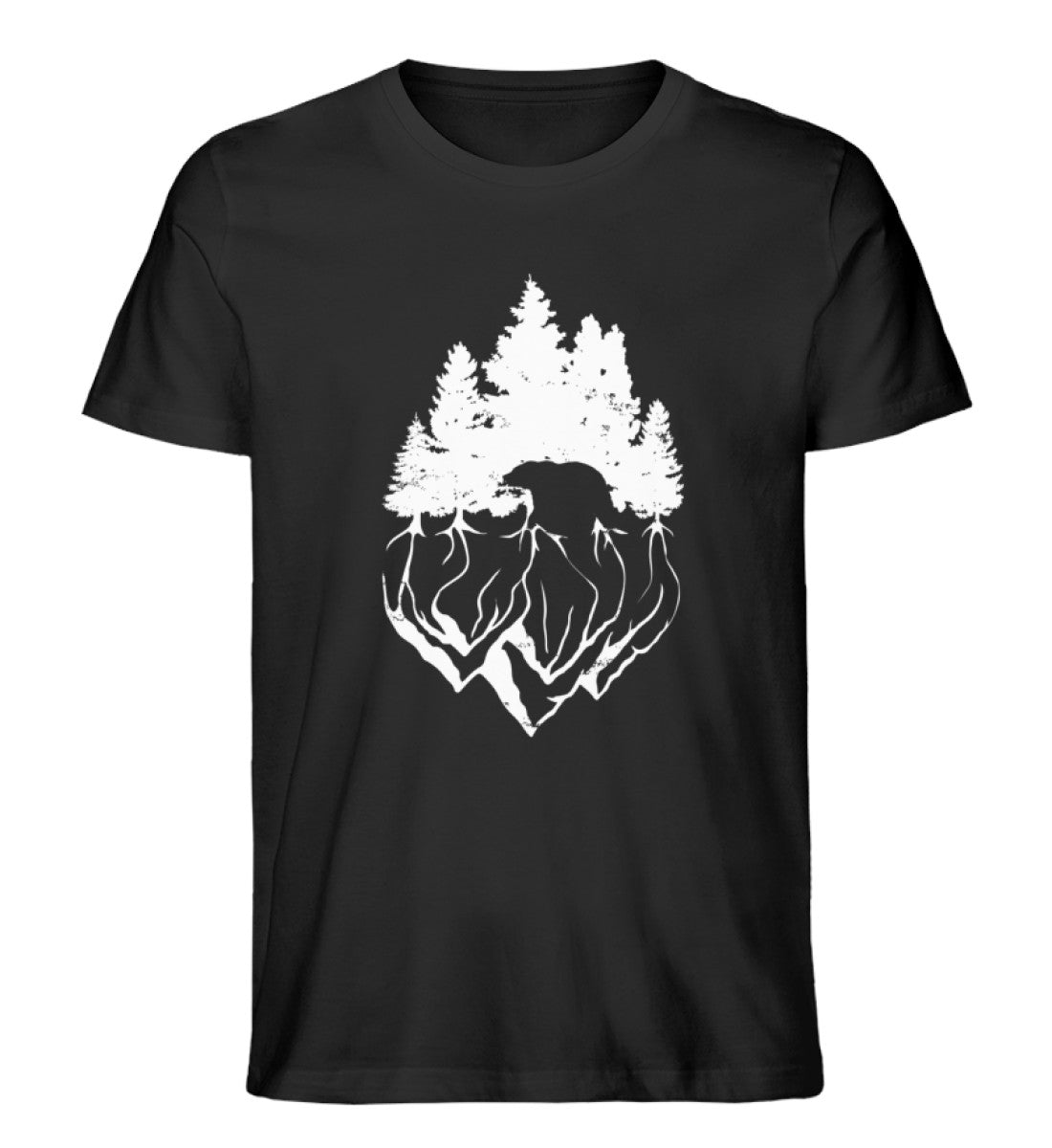 Bäume und Bär Abstrakt - Herren Organic T-Shirt berge camping Schwarz