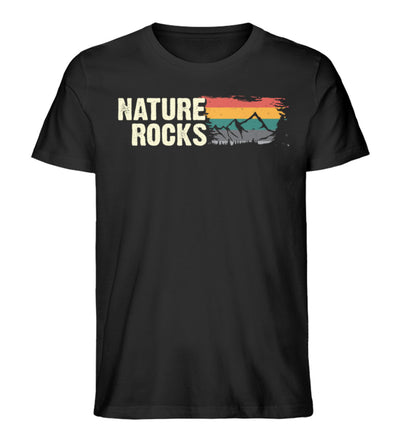 Nature Rocks - Herren Organic T-Shirt berge camping wandern Schwarz