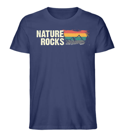 Nature Rocks - Herren Organic T-Shirt berge camping wandern Navyblau