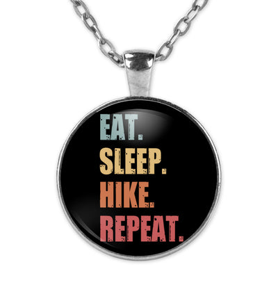 Eat Sleep Hike Repeat - Halskette mit Anhänger wandern Silber
