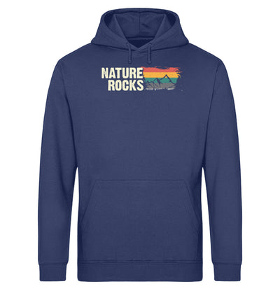 Nature Rocks - Unisex Organic Hoodie berge camping wandern Navyblau