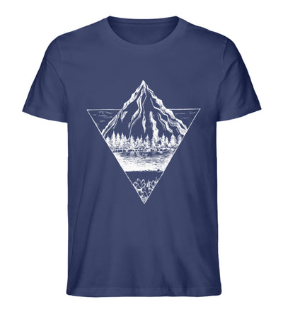 Berg - Geometrisch - Herren Organic T-Shirt berge wandern Navyblau