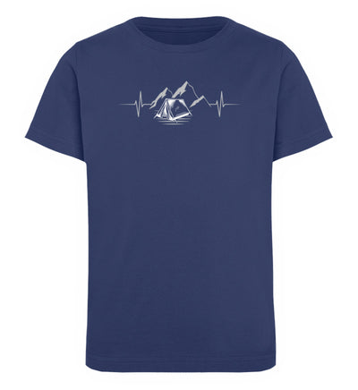 Herzschlag Berge und Zelt - Kinder Premium Organic T-Shirt camping Navyblau