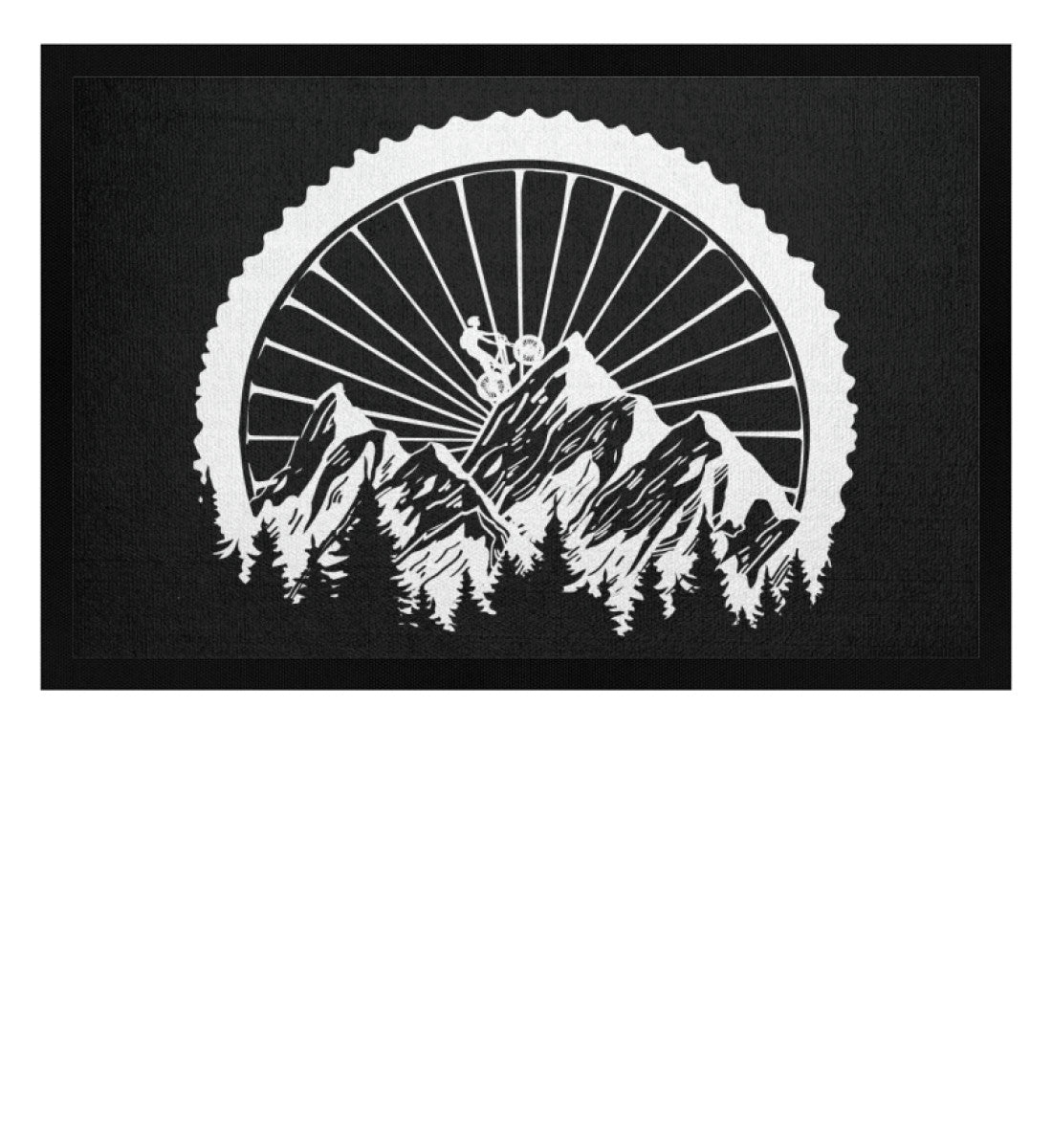 Rad und Berge - Fußmatte mit Gummirand fahrrad Schwarz