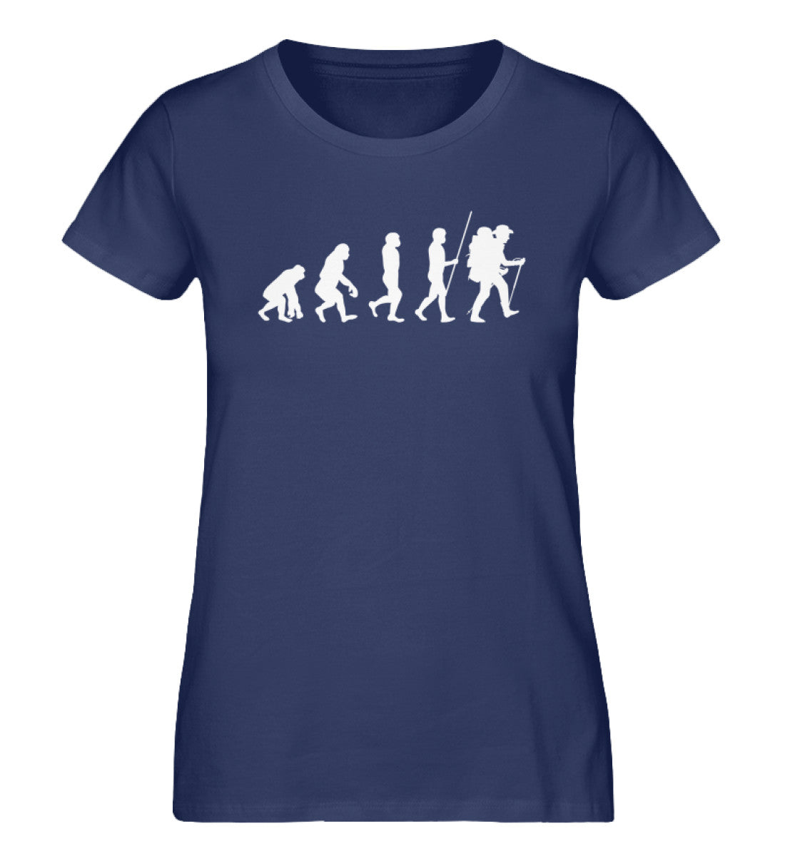 Evolution Wandermensch - Damen Organic T-Shirt wandern Navyblau