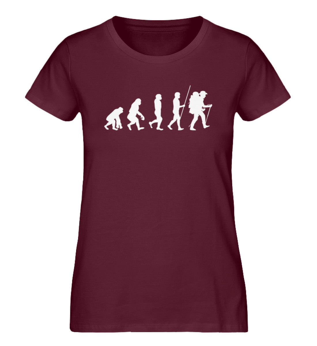 Evolution Wandermensch - Damen Organic T-Shirt wandern Weinrot