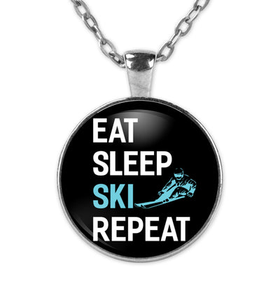 Eat Sleep Ski Repeat - Halskette mit Anhänger klettern Silber