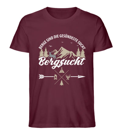 Bergsucht - Herren Premium Organic T-Shirt berge klettern Weinrot